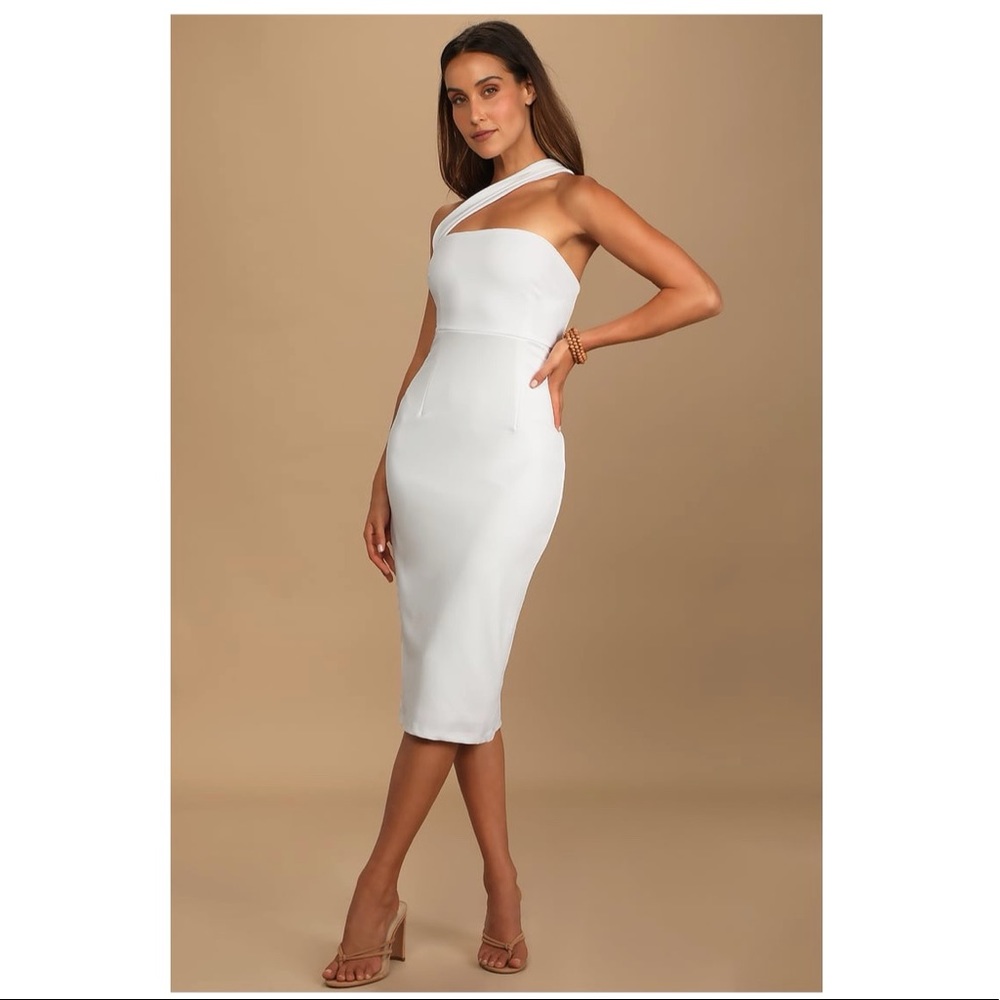 Hold Your Attention Midi Dress  - Lulus